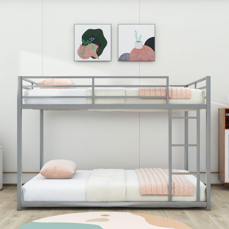 Metal Standard Bunk Bed, Full, Silver