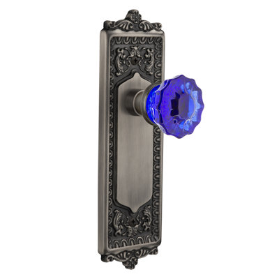 Egg & Dart Plate with Crystal Cobalt Door Knob
