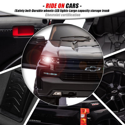 24V Ride On Car Truck Chevrolet Silverado Kids Electric Vehicle 2-Seater Battery Powered With Remote Control