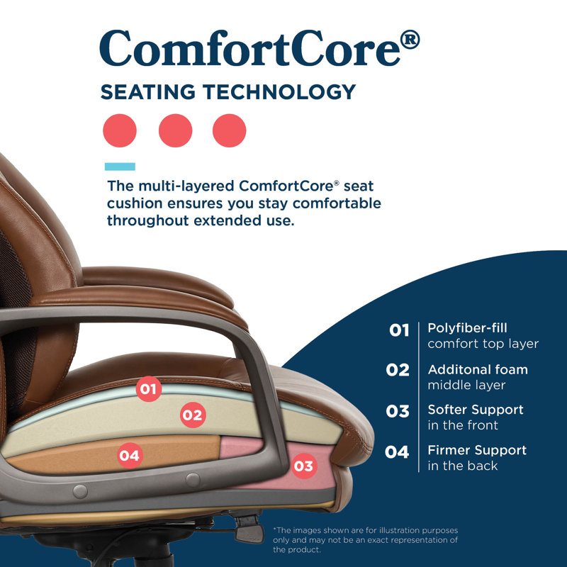La-Z-Boy® Nova Executive Office Chair, Patented AIR Ergonomic Support Technology®, High-Back Premium Comfort & Support, Vegan PU Leather