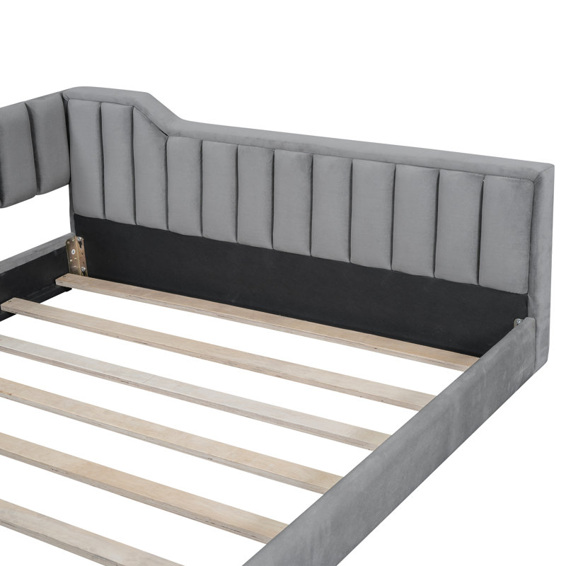 Upholstery Daybed And Side Storage Pocket, Gray