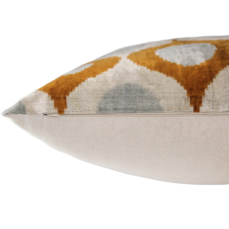 Coussin décoratif en velours ambre et gris 20X20