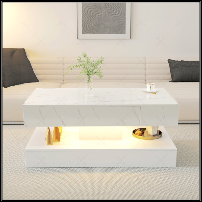 Table basse à DEL 16,93 po de hauteur, Blanc