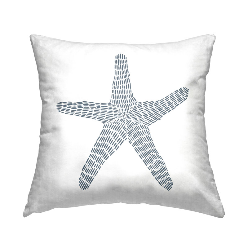 Conception de coussin décoratif minimaliste étoile de mer sur fond blanc par Jetty Home, LLC