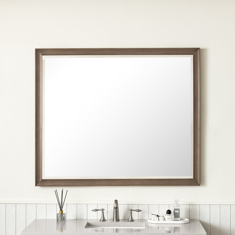 Glenbrooke Solid Wood Wall Mirror, Whitewashed Walnut, 40" x 48"