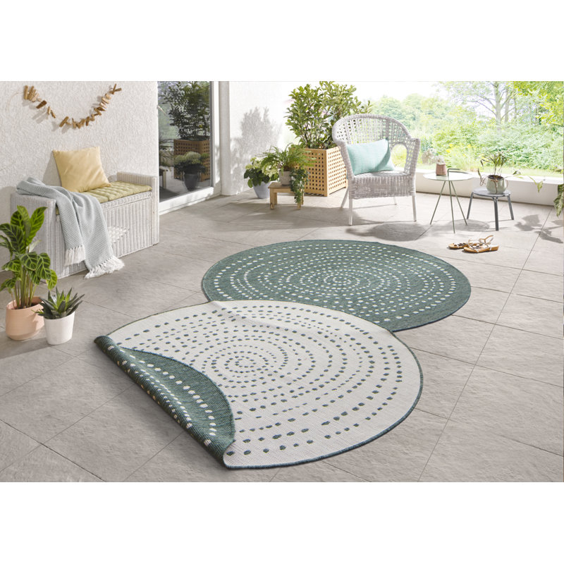 Bali Flatweave Green Rug, Round 200cm