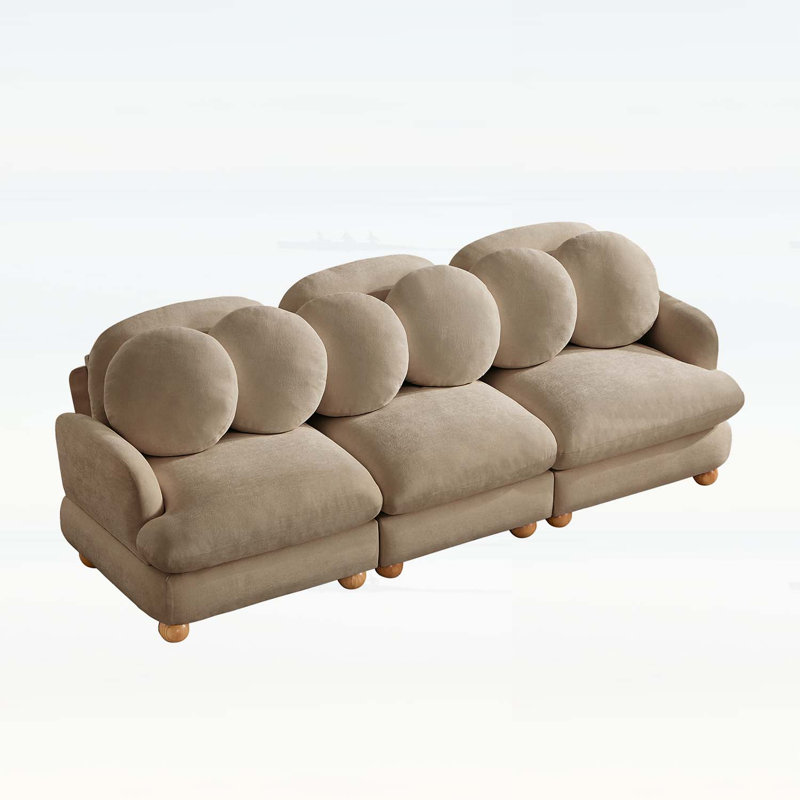 Canapé modulaire Comfy Chenille avec 6 coussins décoratifs, structure en bois pour le salon et la chambre à coucher