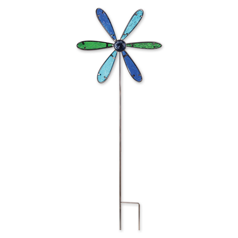 Piquet de jardin Safiye, H 28,5 po x l 9,5 po x P 3 po, Bleu / vert