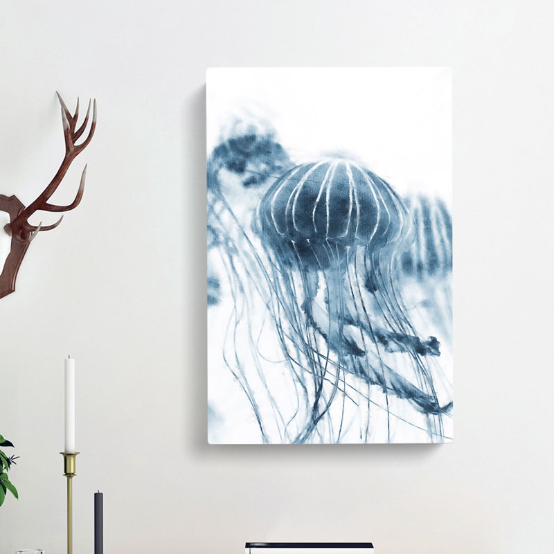 A Blue Jellyfish - Wrapped Canvas, 91cm H x 60cm W x 3cm D