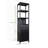 BLACK  Storage Tall Slim Cabinet With Shutter Door And 3 Tier Shelves, Freestanding Linen Tower Cabinet For Living Room, Kitchen, Bathroom Organizer, Natural Bamboo