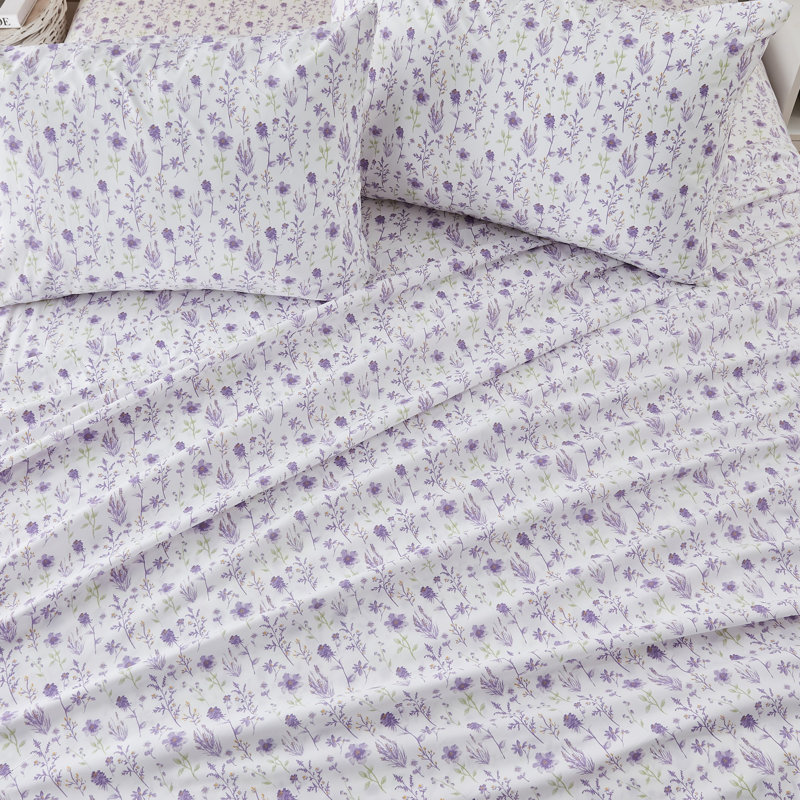 Lavender Floral Twin Microfiber Sheet Set