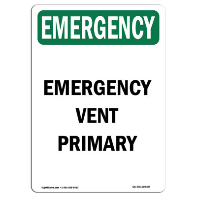 Vent Primary Aluminum Sign 12 x 18