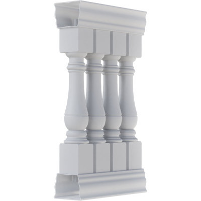 Fiberthane 700 Series Bradford Unassembled Balustrade Railing Kit, 42 1/2" Overall Height x 2'L. Kit includes (4) 5"W x 30"H Bradford Balusters, (1) 24"L Top Rail, (1) 24"L Bottom Rail, (4) Railing Installation Brackets