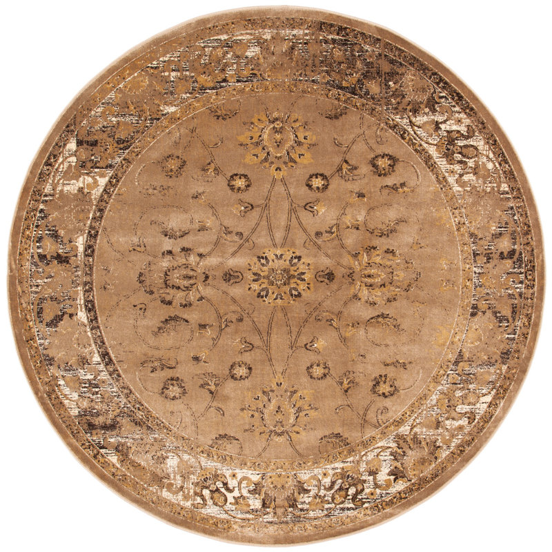 Evanoff Taupe Area Rug, Round 6'