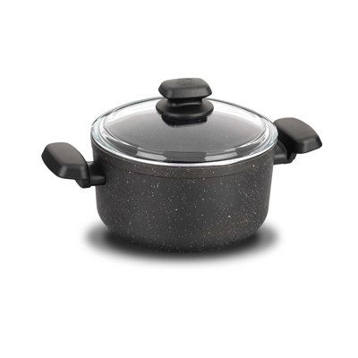 Korkmaz Ornella Aluminum Stock Pot With Lid In Black