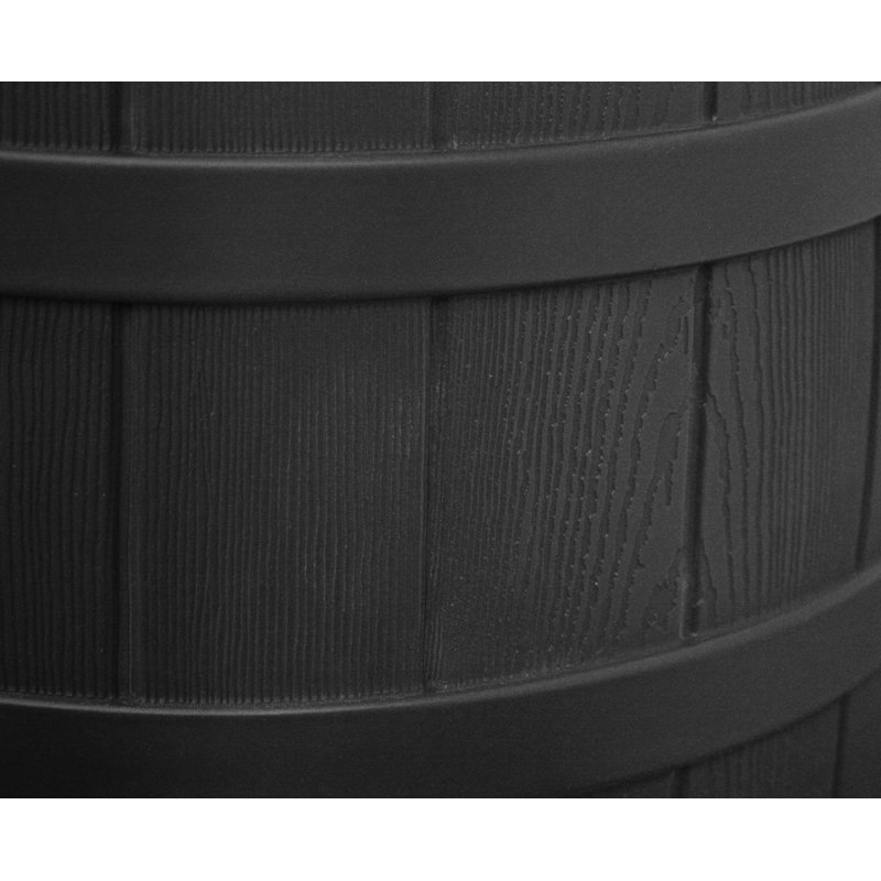 Good Ideas Rain Wizard Whiskey Style Rain Barrel with Overflow and Spigot, 30" H x 22" W x 22" D, Black