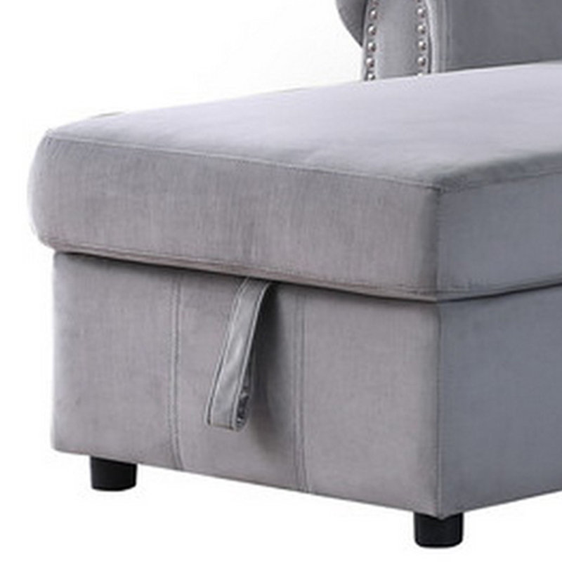 Canapé-lit modulaire réversible en tissu 96,5 po, Orienté à gauche (vu de face), Velours gris velours