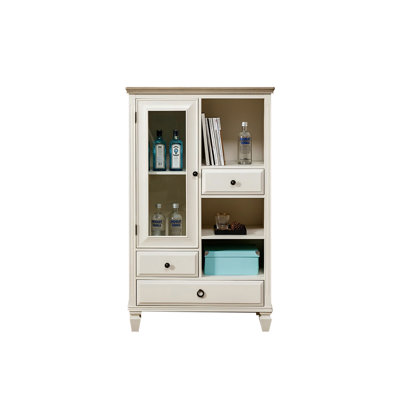 55.15" Modern minimalist white solid wood wine cabinet