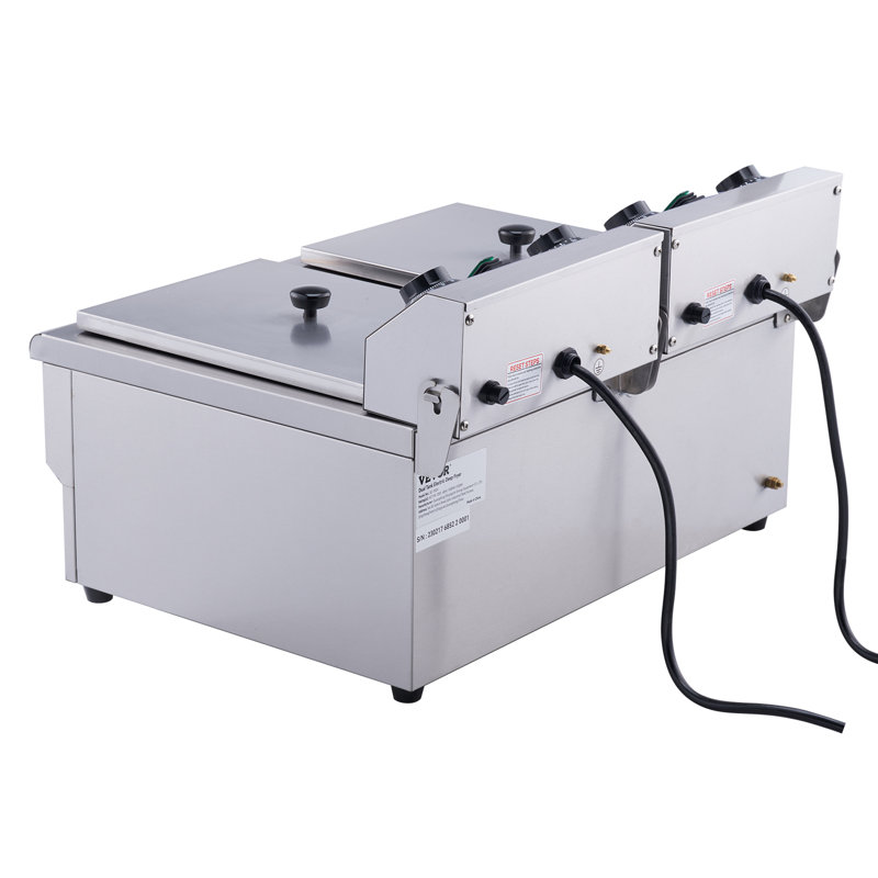 Silver Dual Basket Electric Countertop Deep Fryer