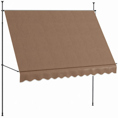 Manual Retractable Awning, 118" Non-Screw Freestanding Patio Sun Shade Shelter With Support Pole Stand And UV Resistant Fabric, For Window, Door, Porch, Deck,Sunshade Conapy