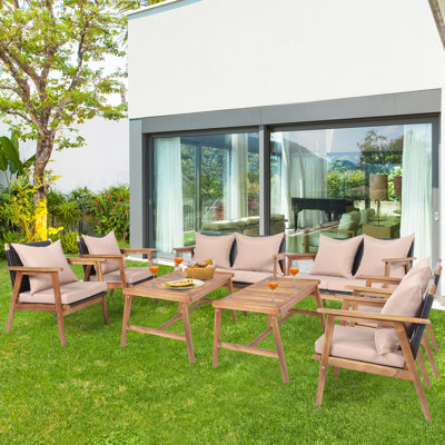 Acacia 8 - Person Patio Conversation Set with Cushions