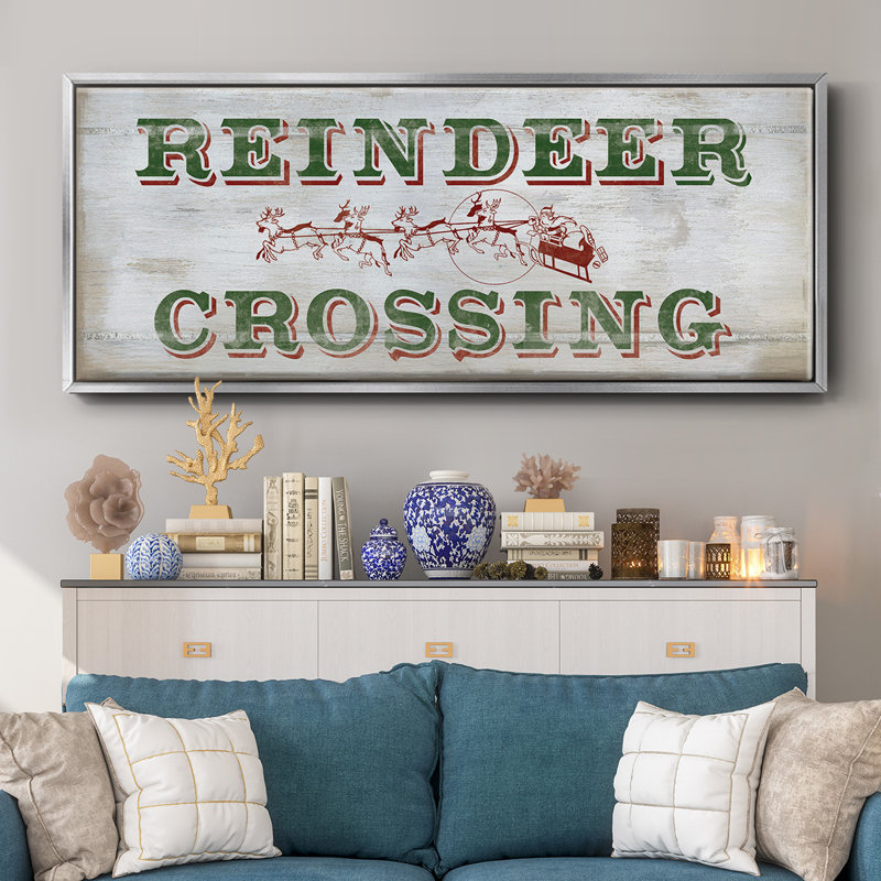 Reindeer Crossing- Framed Canvas