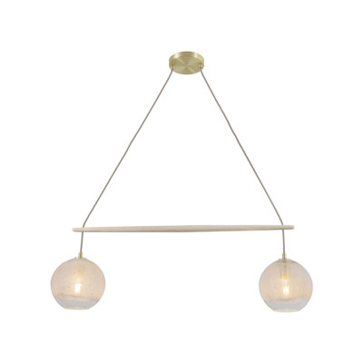Lustre Miro - DEL - verre à bulles blanc - barre transversale en noyer - détails en métal noir