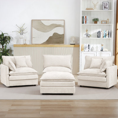 Modular Sectional Sofa With Movable Ottoman, DIY Configurable L-Shaped Couch For Living Room, Cloud-Like Comfort And Chenille Upholstery.
