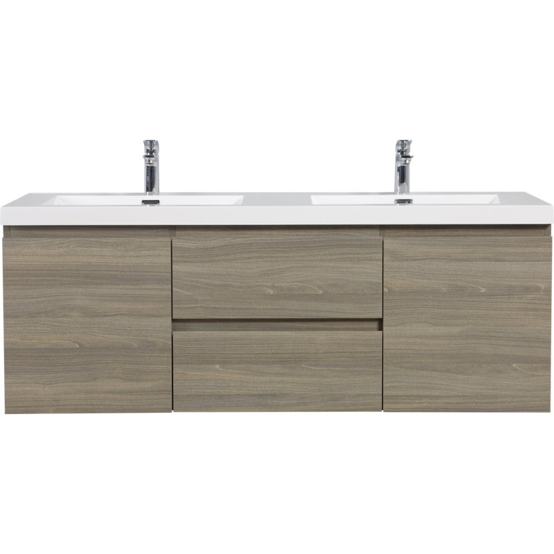 Meuble-lavabo flottant avec lavabo et meuble-lavabo, Gris