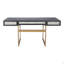 Bureau, polyuréthane à motif chagrin avec structure en chêne noir massif, gris
