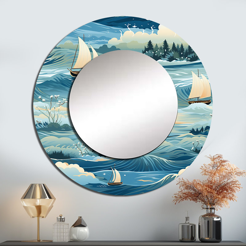 Paysage de bord de mer Rutilio Tranquility Seaside - grand miroir mural côtier, 29 po x 29 po