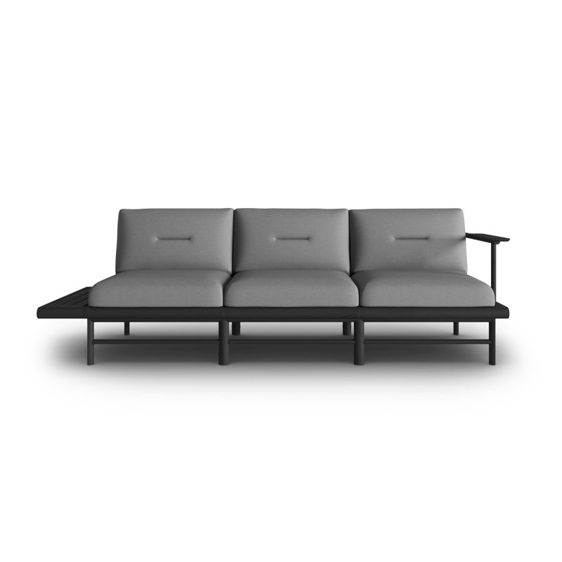 245cm Wide Wood Patio Sofa with Cushions, Grey