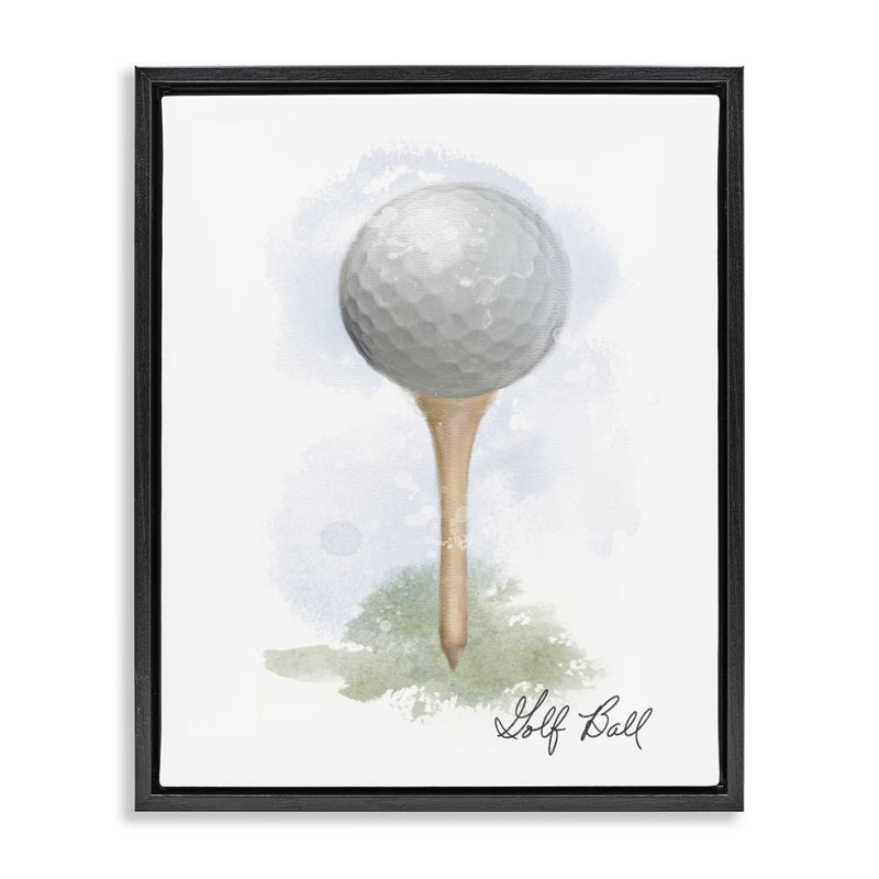 Cadre de golf flottant sur un té en pastel doux, design par Matthew Piotrowicz, Cadre flottant noir de jais