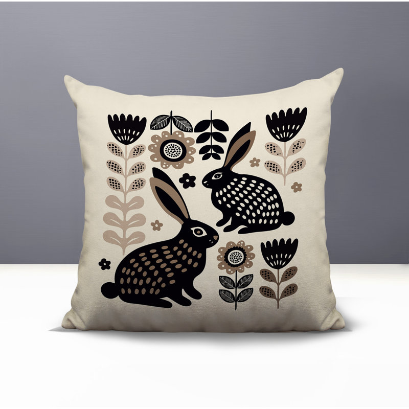 Oreiller carré réversible intérieur / extérieur Gario Rabbit, Carré 17 po, Beige