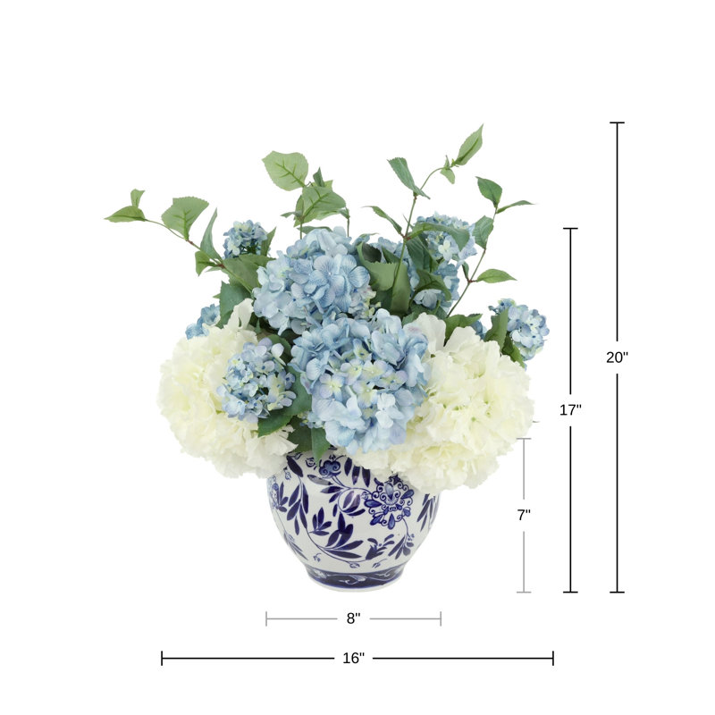 Hydrangeas Arranged in Decorative Vase, Blue