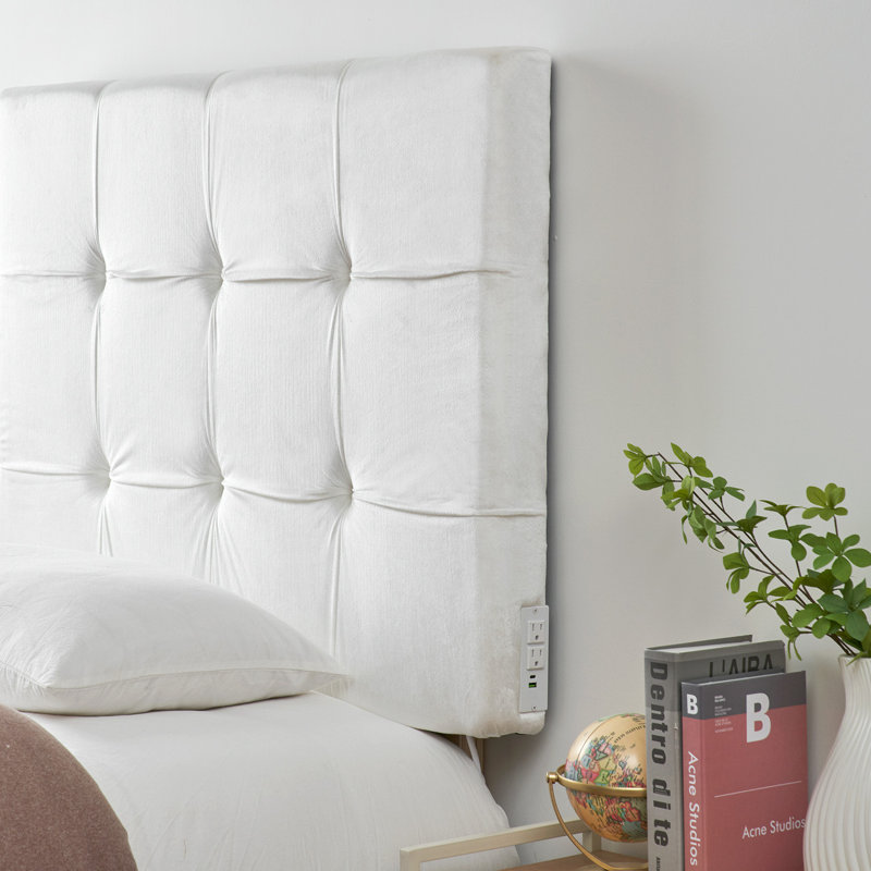 Tête de lit Mo 'Classic College Outlet avec pieds - velours moelleux blanc