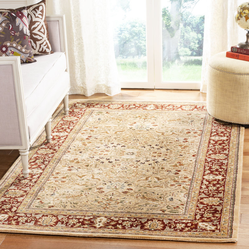 Evie Hand-Tufted Wool Gold/Red Area Rug, Rectangle 4' x 6'