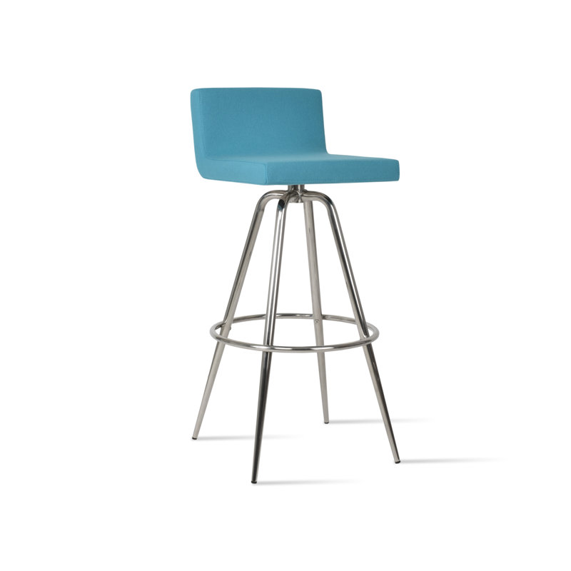 Tabouret pivotant Dallas Max, Tabouret de bar (siège d'une hauteur de 29 po), Noyer, Argent