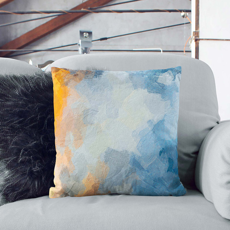 Code Word Abstract Square Throw Cushion, 40 x 40 cm, White