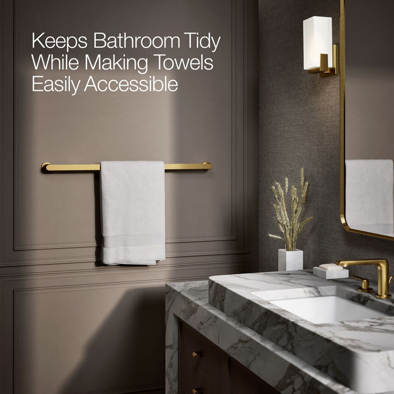 Avid Towel Bar, 30"W, Vibrant Brushed Moderne Brass
