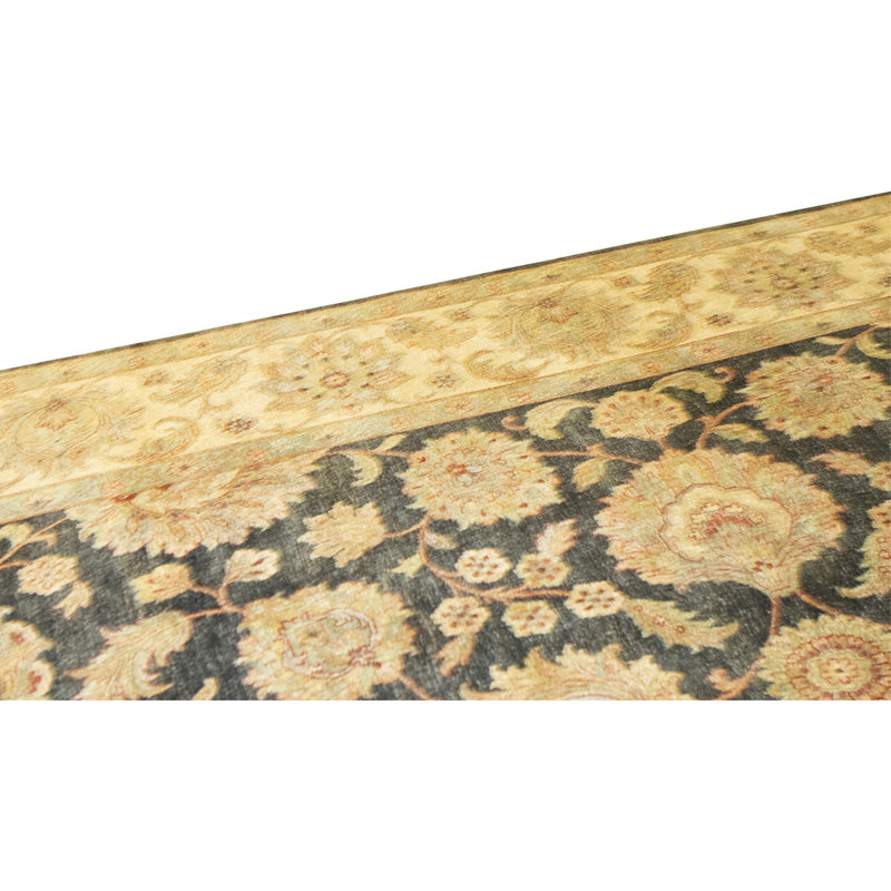 High-Quality Hand-Knotted Black And Gold Area Rug