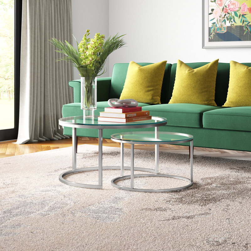 2 tables gigognes Emmitt, Argent