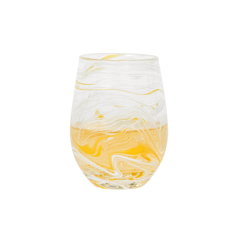 Puro Marbled Stemless Wine Glass