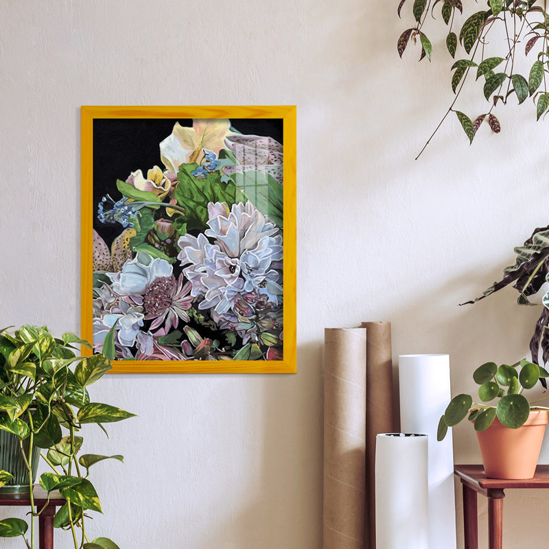 Floral Crop I, encadré sur papier, H 15 po x l 12 po x P 1 po, Jaune
