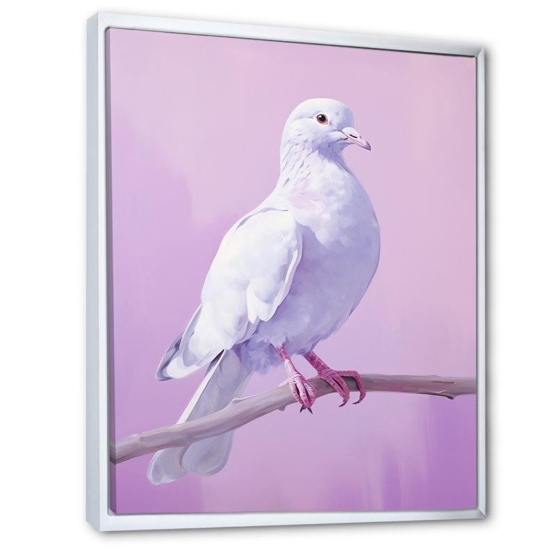 Colombe polie I sur toile, H 32 po x l 24 po x P 1 po, Cadre flottant blanc