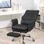 Chaise de bureau en similicuir noir au design ergonomique. Siège réglable de 19,7 po à 22,8 po, dossier inclinable à 155 po, fonction pivotante, repose-pieds, rembourrage épais, facile à nettoyer, capacité de 264 lb et inclinable.