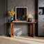 Console élégante de 59 po pour le salon - Console rustique avec pieds sphériques uniques, table d'appoint laquée noire et brune pour le vestibule, le couloir ou le dossier du canapé