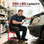Tabouret de mécanicien à roulettes, tabouret de garage rembourré d'une capacité de 300 lb, noir