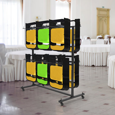 Folding Chair Storage, Heavy Duty Folding Chair Cart for 84 Chairs or 42 Chairs & 12 Tables , with 360° Locking Wheels, Weatherproof Cover, Fixed Ropes, 800 LBS Capacity
