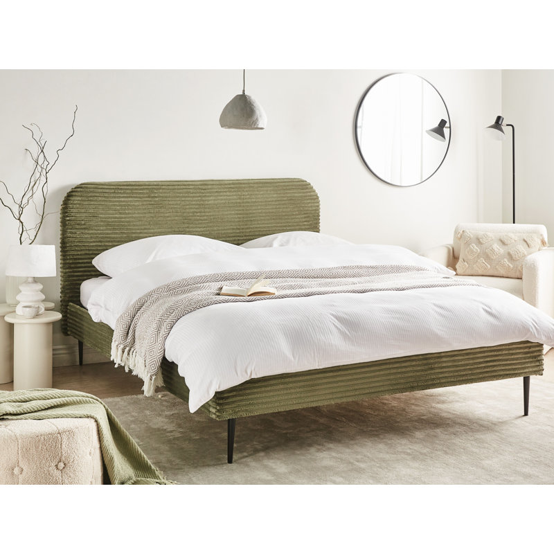 Bed Corduroy Fieldsboro, Green, European Kingsize (160 x 200 cm)